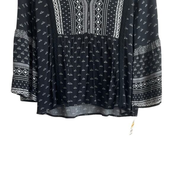 MUDD Women Top XS Black Bell Sleeve Boho Babydoll‎ Cottage Y2K Retro Girly NEW - Picture 7 of 11